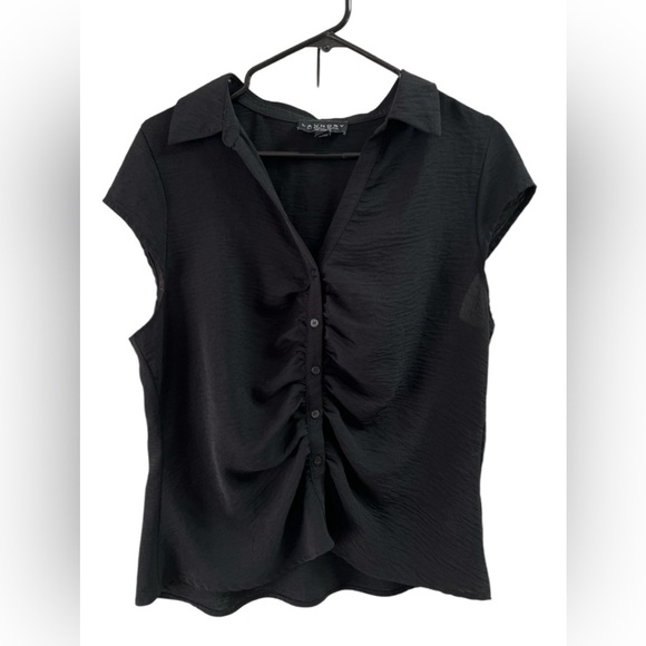Laundry black short sleeve button down blouse - Picture 1 of 5